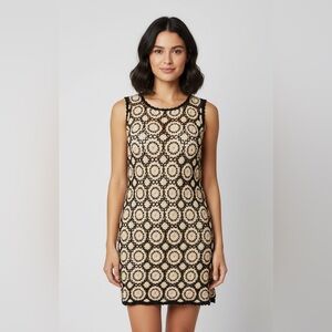 Free People Boho Chic Crochet Sleeveless Dress | Black & Ivory | 100% Cotton ✨